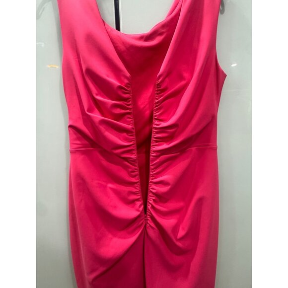 Donna Karan New York Womens Hot Pink Sleeveless Ruched Sheath Dress Size 8 MSRP - Picture 6 of 6